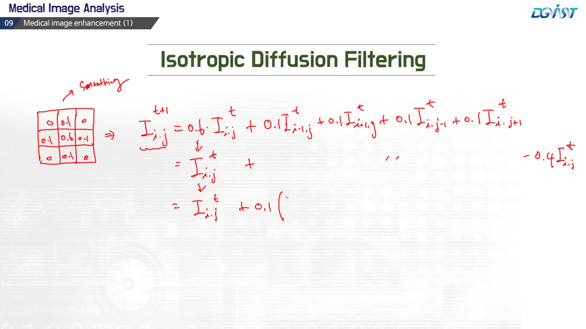 컴퓨터비전, 머신러닝, 딥러닝을 이용한 의료영상분석 > 6.Anisotropic diffusion filtering edwith